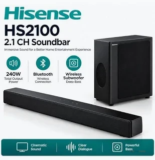 Hisense HS2100W 2.1CH Soundbar – 240W Home Audio System with Wireless Subwoofer, Bluetooth & HDMI ARC