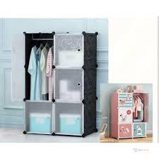 Portable 2-Column 3-Section Plastic Wardrobe – Clothes Storage
