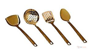 4pcs Gold Steel Serving Spoons Set – Elegant Kitchen & Dining Table Serving Utensils