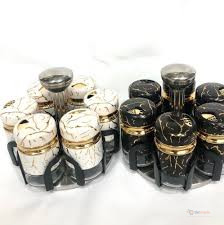 8Pcs Marble Rotating Spice Jars Set – Stylish Kitchen Spice Organizer & Seasoning Storage Rack