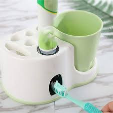 Toothbrush Holder with Toothpaste Dispenser – Bathroom Toothbrush Organizer for Family & Everyday Oral Care