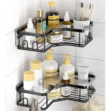 Corner Shower Shelf 2-Pack – Adhesive Stainless Steel Bathroom Corner Organizer, No-Drill Shower Storage Rack for Shampoo, Soap & Toiletries