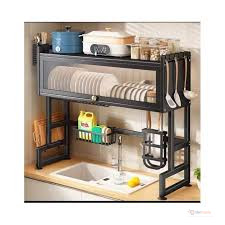 1-Layer Over the Sink Dish Rack with Glass Acrylic Cover 65cm | Kitchen Storage