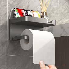 Punch-Free Toilet Tissue Holder – Wall-Mounted Toilet Paper Organizer for a Neater Bathroom