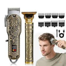 2-Piece Cordless Dragon Shavers Rechargeable Electric Hair Clipper & Beard Trimmer Grooming Set for Men