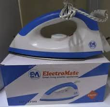 EM Dry Iron Box 1000W – 5-Gear Temperature Control, Blue/White IB01 with 1-Year Warranty