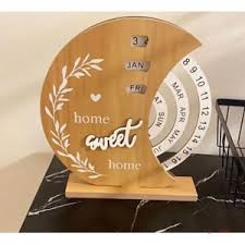 Wooden Perpetual Desktop Calendar – Reusable Desk Calendar for Home, Office & Study