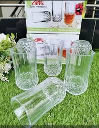 Long Diamond Glasses Set 6 Pcs – Stylish Tall Drinking Glasses for Home, Dining & Entertaining