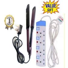 Nunix Professional Flat Iron Hair Straightener + Free 4-Way Extension Cable – Adjustable Heat 160–220°C