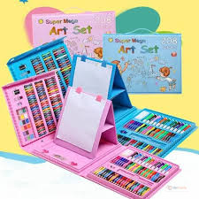 208-Piece Kids Painting Set – Complete Art & Craft Kit with Oil Pastels, Crayons, Watercolours & Colour Pencils