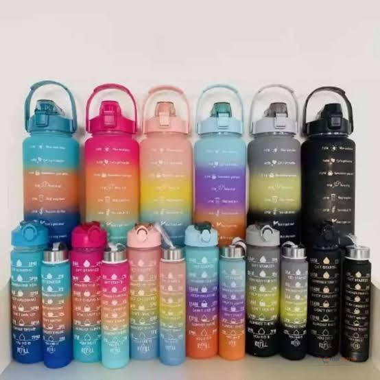 3-in-1 Motivational Water Bottle – Reusable Hydration Bottle with Time Markers