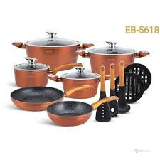 Edenburg 15pc Cookware Set Burnt Orange – Pots & Kitchen Essentials