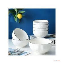Japanese Concise Ring Bowls 8628 – 6 Pcs Serving Bowl Set