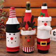 Woven Christmas Wine Bottle Covers – Santa & Snowman Festive Gift Bags