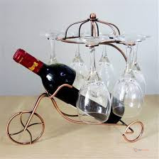 Wine Glass and Bottle Holder Bicycle – Decorative Wine Bottle Stand with Glass Holders
