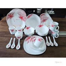 39Pcs Square Opal Glass Dinner Set | 6-Person Complete Dinnerware Set