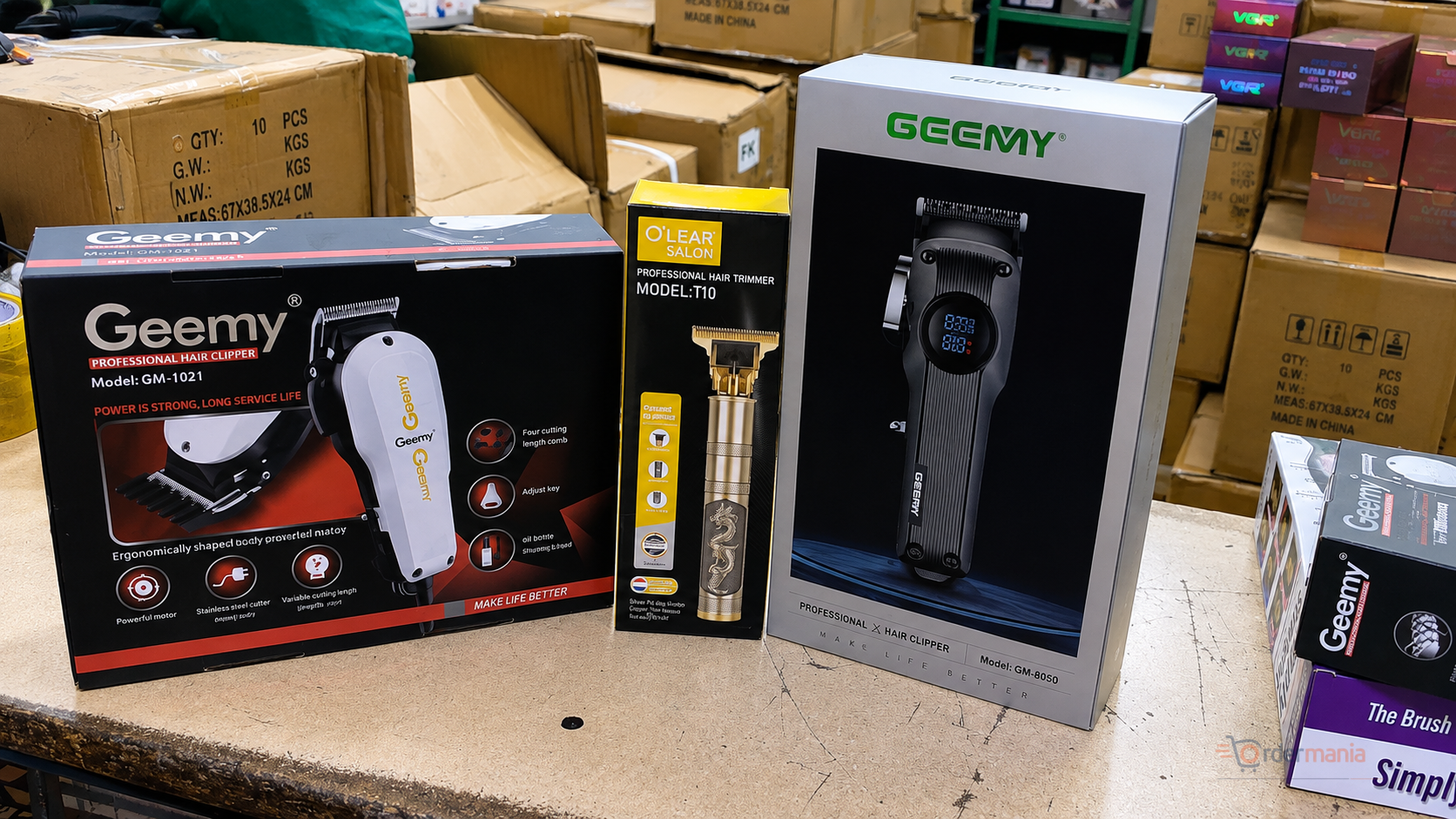 GEEMY 1021 Electric Shaver + Cordless Shaver with Battery Indicator + T9 Clipper 3-Piece Grooming Set