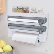 Triple Paper Dispenser – 3-in-1 Kitchen Organizer for Cling Film, Aluminium Foil & Paper Towel Rolls