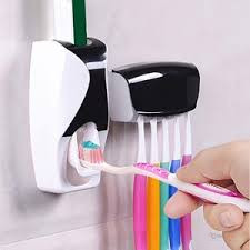 Toothpaste Dispenser Toothbrush Holder & Squeezer for Bathroom