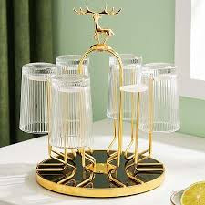 Rotatable Glass Holder Rack – Space-Saving Glass Storage & Organisation Rack for Kitchen, Dining & Home