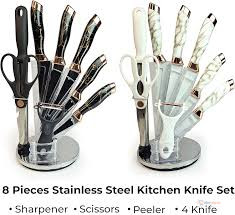Premium 9-Piece Stainless Steel Knife Set with Rotating Stand