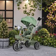 4-in-1 Kids Luxury Stroller Tricycle – Multi-Stage Baby Push Tricycle for Outdoor Walks & Family Outings