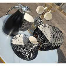 12pcs Elegant Dinner Set – Stylish Black & White Tableware Set for Home & Dining