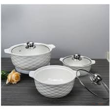 Set of 3 White Soup Pots – Kitchen Serving & Food Storage Containers