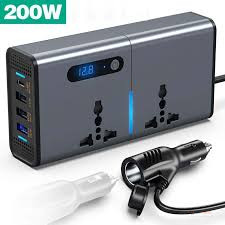 200W Car Power Inverter – Portable DC to AC Vehicle Power Converter for Car, Travel & Mobile Use
