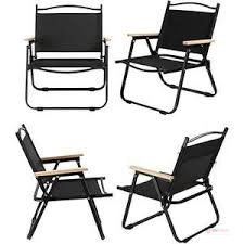 Portable Foldable Kermit Camping Chair – Low Outdoor Leisure Chair with Metal Frame, Oxford Canvas Fabric & Wood Armrests
