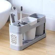 Toothpaste and Toothbrush Holder with 2 Cups – Bathroom Organizer for Everyday Family Use