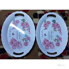 2PCS Oval Melamine Serving Trays – Durable-Looking Tableware for Home and Entertaining