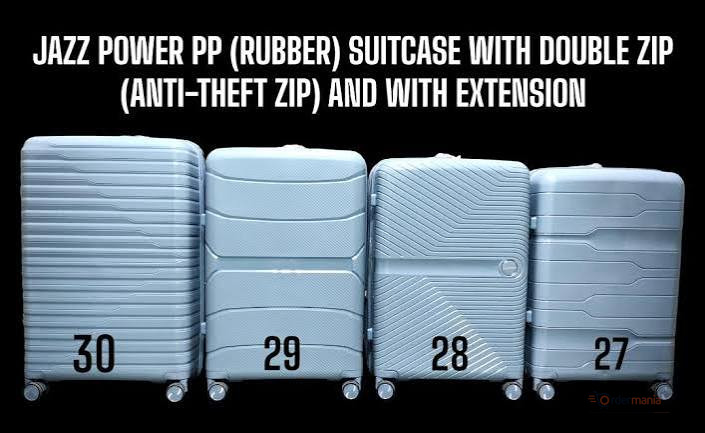 JAZZ Power 30-Inch Travel Suitcase – PP Rubber Fiber Luggage with Double Anti-Theft Zipper & Extension