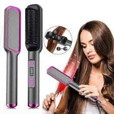 Household Negative Ion Hair Straightener Brush – Multi-Temperature Fast Heating