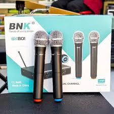 BNK BK801 VHF Dual Channel Wireless Microphone System – Wireless Microphone Set for Events, Presentations, Karaoke & PA Use