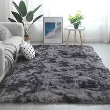 5×8 Soft Fluffy Grey Patches Carpet – Non-Slip Area Rug & Floor Mat for Bedroom, Living Room & Home