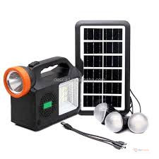 DAT AT-9013B Solar Home Lighting System – Solar Panel, 3 LED Bulbs, FM Radio & Phone Charging for Home, Camping & Power Outages