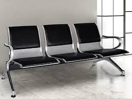 3-Link Padded Metallic Office Waiting Bench – 3-Seater Reception Chair