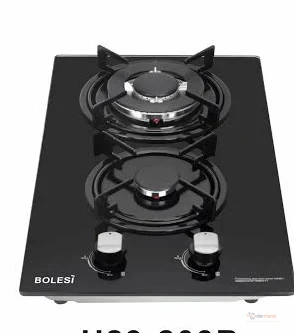Bolesi 2 Burner Built-In Gas Hob – Tempered Glass Cooker with Wok Burner & Gas Sensor for Modern Kitchens