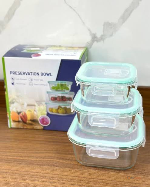 3-in-1 Glass Food Storage Bowls with Airtight Silicone Covers – 380ml, 520ml & 800ml | OrderMania Kenya