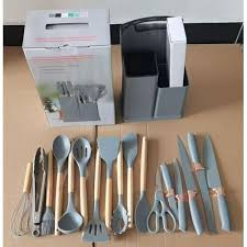 19pcs Silicone Cutlery Set – Kitchen Cooking Utensils & Tools