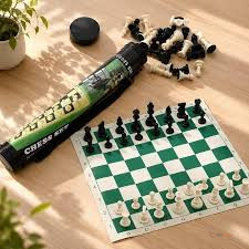 Portable Tournament Chess Board Game Mat 50CM × 50CM + Free Carrier Bag – Large Travel Chess Board for Home, School & Tournaments
