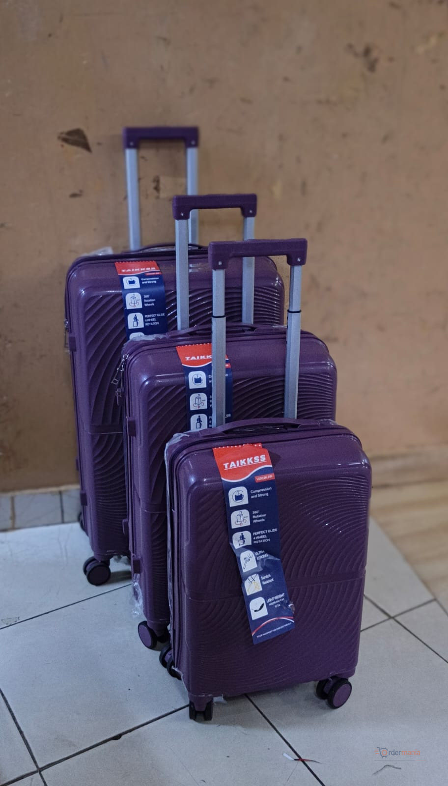 3 in 1 Unbreakable PP Suitcase Set | Durable Travel Luggage Bags with Wheels | Lightweight Family Travel Suitcases