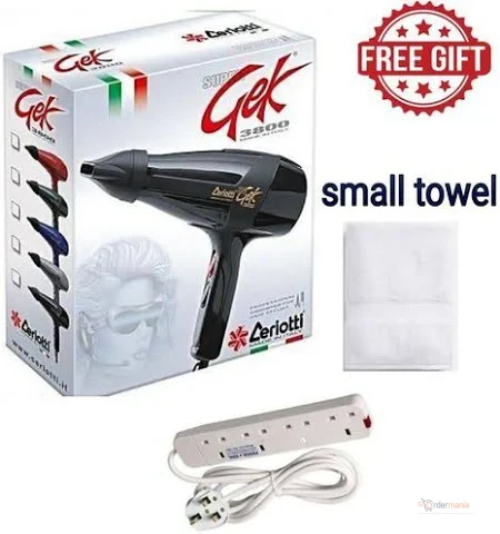 Ceriotti GEK 3800 Salon Blow-Dry Hair Dryer + Free 4-Way Extension & Small Towel