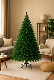4FT Artificial Cypress Christmas Tree 120cm – Durable PVC Green Pine Foliage with Fold-Out Base