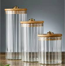 1050ml Glass Storage Container with Bamboo Lid & Golden Pull Ring | OrderMania Kenya