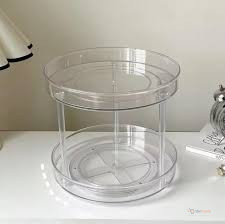 Two Layer 360° Rotation Acrylic Turntable Organizer – Rotating Storage Organizer for Kitchen, Bathroom & Home