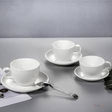 12Pcs Stackable Cup & Saucer Set – White Tea & Coffee Cups for Home, Kitchen, Dining & Entertaining