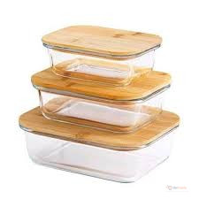 3-in-1 Glass Snack Storage Box Set with Bamboo Lids – 1040ml, 680ml, 410ml