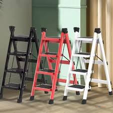 3 Step Metallic Folding Ladder – Wide Anti-Slip Steps for Kitchen, Home, Office & Everyday Use